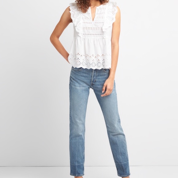 Gap White and Pink Eyelet Top - Picture 3 of 3